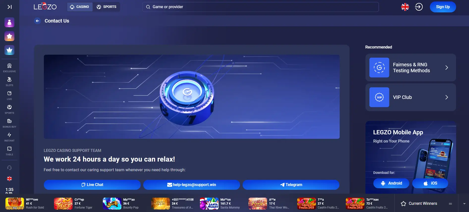 Legzo klientų palaikymas